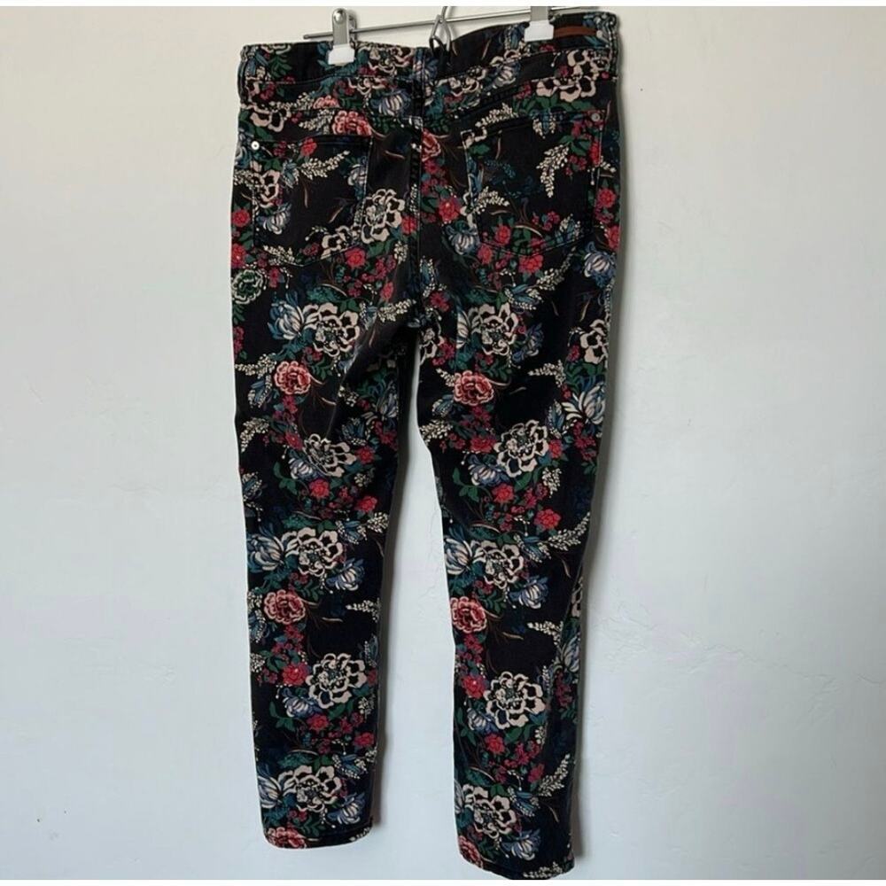 Anthropologie Pilcro Floral Skinny Jeans Black 31 Mid Rise - Picture 4 of 7